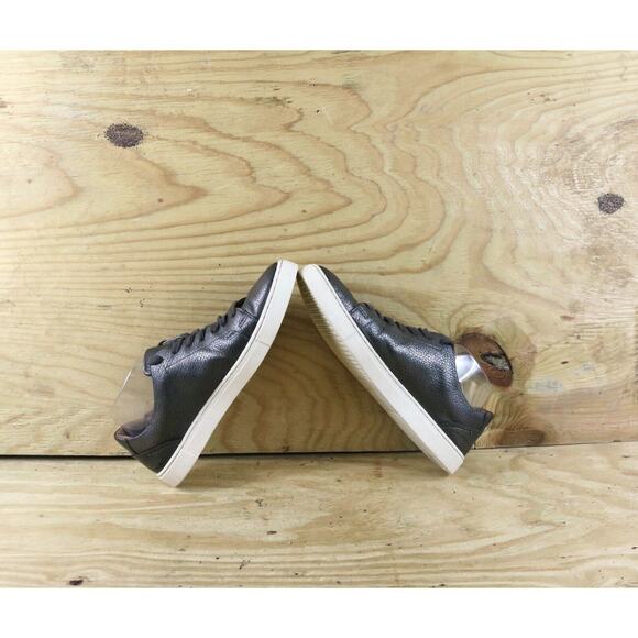 Frye Sneakers Womens 10M Leather Gray Pewter Crackled Metallic Low Top Athletic - Picture 5 of 9